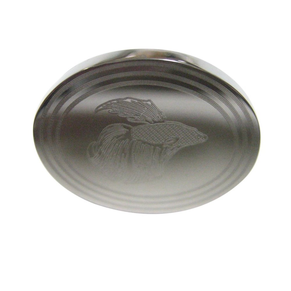 Etched Oval Betta Fish Adjustable Ring - image 1
